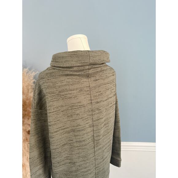 Saturday Sunday Fleece Space Dye Cowl Neck Sweater Size Small Olive Green - Picture 7 of 11